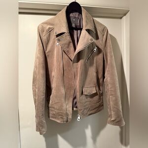 Small Faux Suede Light Tan Biker Jacket